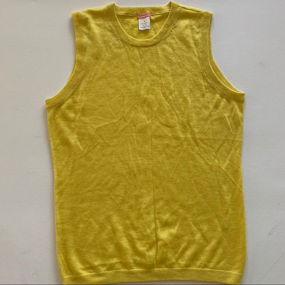 J. Crew yellow cashmere knit sleeveless top M